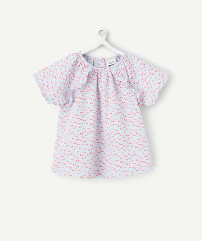 Déstockage Categories Tao - blouse manches courtes bébé fille violette imprimé roses