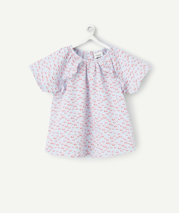 Basics Tao Categorieën - bloesje met korte mouwen in paars met roze opdruk voor babymeisjes