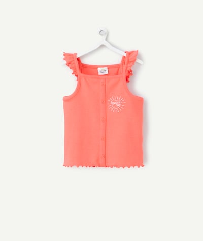 Collection ECODESIGN Categories Tao - t-shirt bébé fille en coton bio sans manches couleur corail