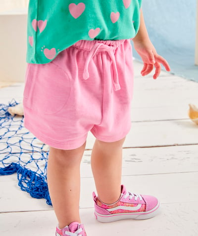 Ubrania Kategorie TAO - Szorty dla dziewczynki z różowej bawełny organicznej