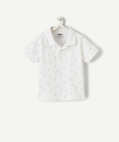 Baby boy Tao Categories - baby boy short-sleeved polo shirt in palm-tree print organic cotton