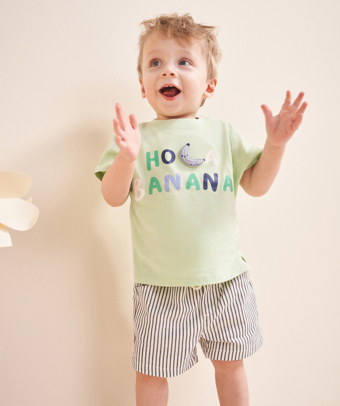 Shorts - Bermuda shorts Tao Categories - baby boy straight cut shorts with blue stripes