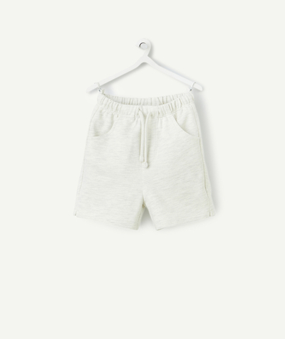 Baby boy Tao Categories - baby boy bermuda shorts in ecru mottled organic cotton