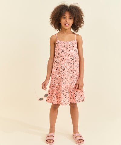 Dress Tao Categories - pink paisley-print cotton strapless dress for girls