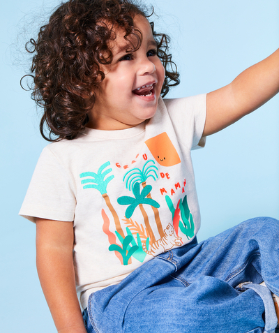 New collection Tao Categories - baby boy short-sleeved t-shirt in organic cotton with tiger motif