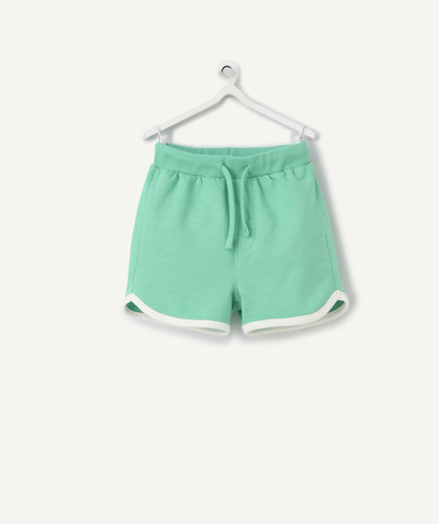 Baby Tao Categories - baby boy straight shorts in green organic cotton