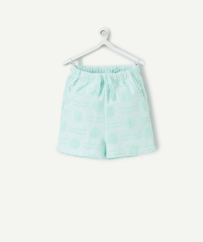 New collection Tao Categories - baby boy bermuda shorts green with terry cloth pattern