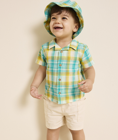 Baby boy Tao Categories - baby boy cargo shorts in responsible ecru viscose