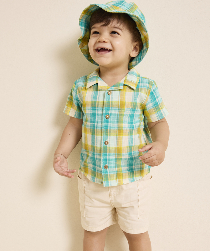 New collection Tao Categories - baby boy cargo shorts in responsible ecru viscose