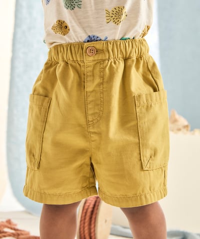 Ubrania Kategorie TAO - Chłopięce szorty cargo z żółtej wiskozy