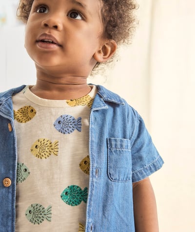 Bébé garçon Categories Tao - t-shirt sans manches bébé garçon en coton bio imprimé poissons