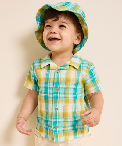 Mały chłopiec Kategorie TAO - Koszula w kratę dla chłopca z bobem