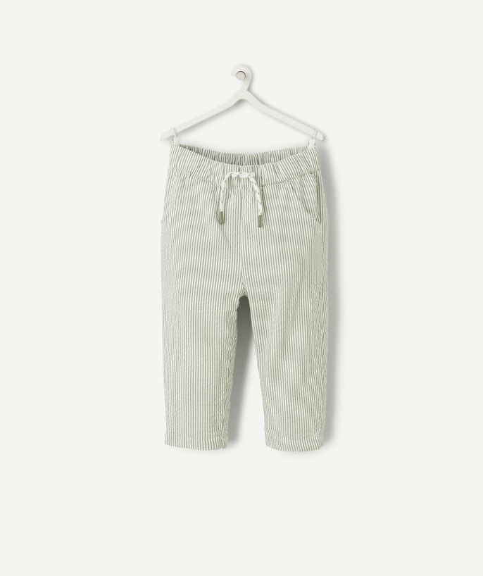 Nouvelle collection Categories Tao - pantalon relax bébé garçon vert à rayures
