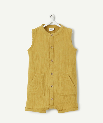 Vêtements Categories Tao - combishort bébé garçon en gaze de coton biologique jaune
