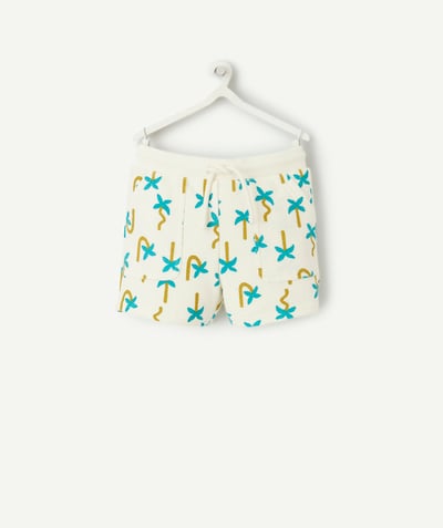 Baby boy Tao Categories - baby boy shorts in recycled fiber printed with palm trees