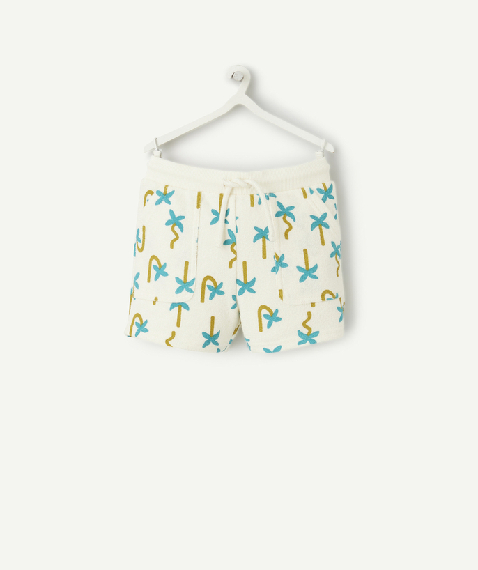Clothing Tao Categories - baby boy shorts in recycled fiber printed with palm trees
