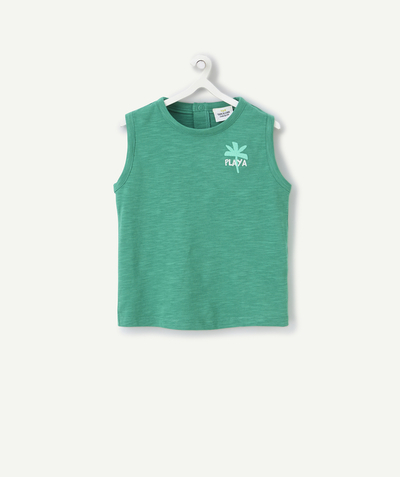 T-shirt - sous-pull Categories Tao - débardeur bébé garçon en coton bio vert motif brodé