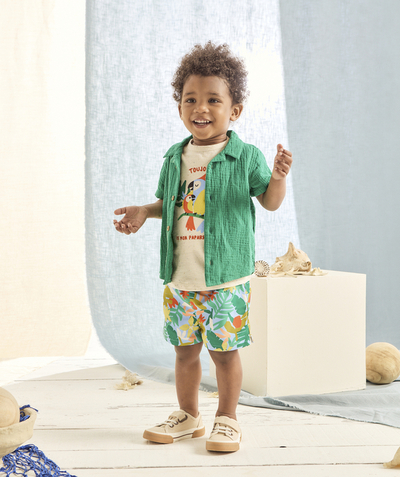 Nouveautés Categories Tao - chemise manches courtes bébé garçon en gaze de coton vert