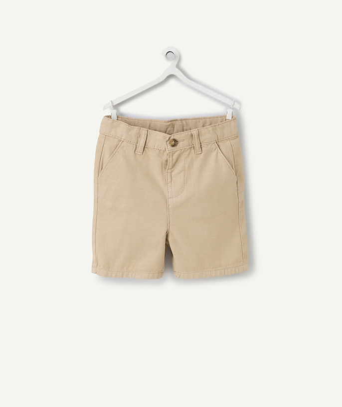 Baby boy Tao Categories - baby boy chino shorts in beige viscose with pockets