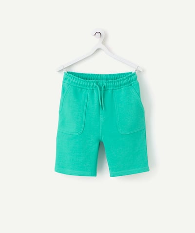 Clothing Tao Categories - boy's straight shorts in green organic cotton