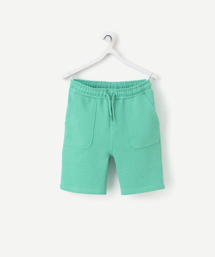 New In Tao Categories - boy's straight shorts in green organic cotton