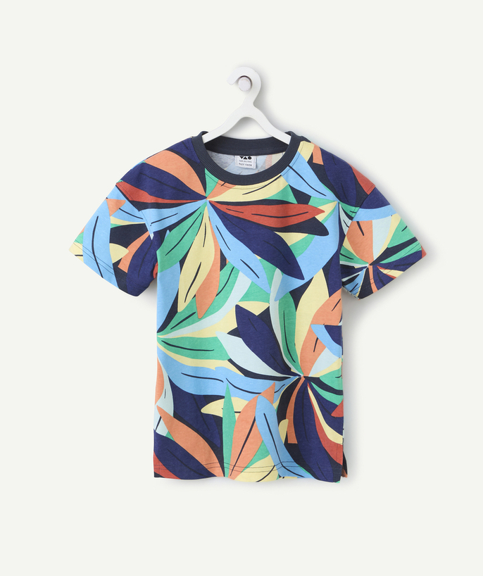Clothing Tao Categories - boy's short-sleeved t-shirt in tropical-print organic cotton