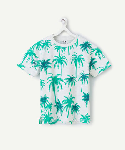 T-shirt Tao Categorieën - T-shirt met korte mouwen en palmboomprint in biokatoen voor jongens