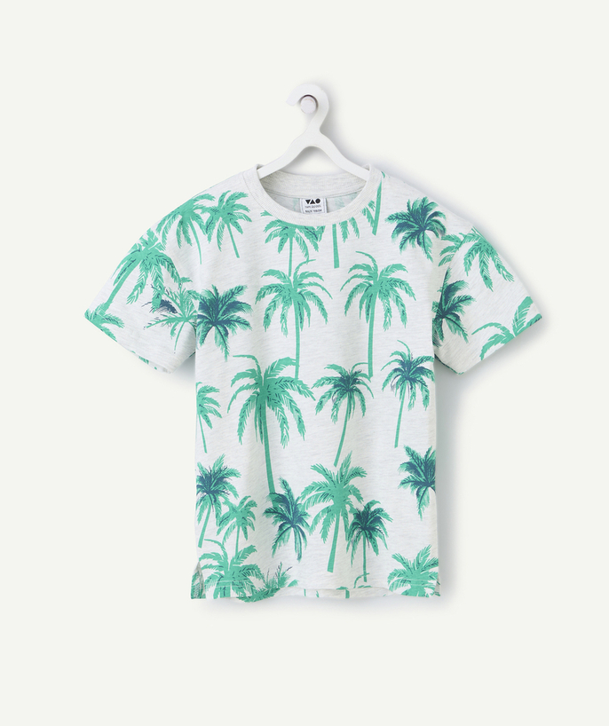 T-shirt Categories Tao - t-shirt manches courtes garçon en coton bio imprimé palmiers