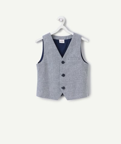 Manteau - Doudoune - Veste Categories Tao - veste sans manches garçon bleu et blanc avec boutons