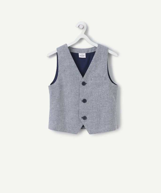 Nouveautés Categories Tao - veste sans manches garçon bleu et blanc avec boutons