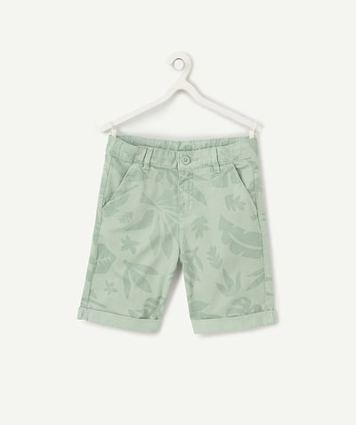 Clothing Tao Categories - boy's chino bermuda shorts water green tropical print