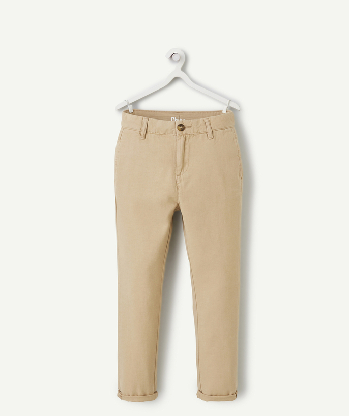Chłopiec Kategorie TAO - Chłopięce spodnie chino z beżowej wiskozy