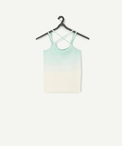NOWOŚCI Kategorie TAO - Dziewczęca koszulka bez rękawów z bawełny organicznej w gradiencie pastelowej zieleni