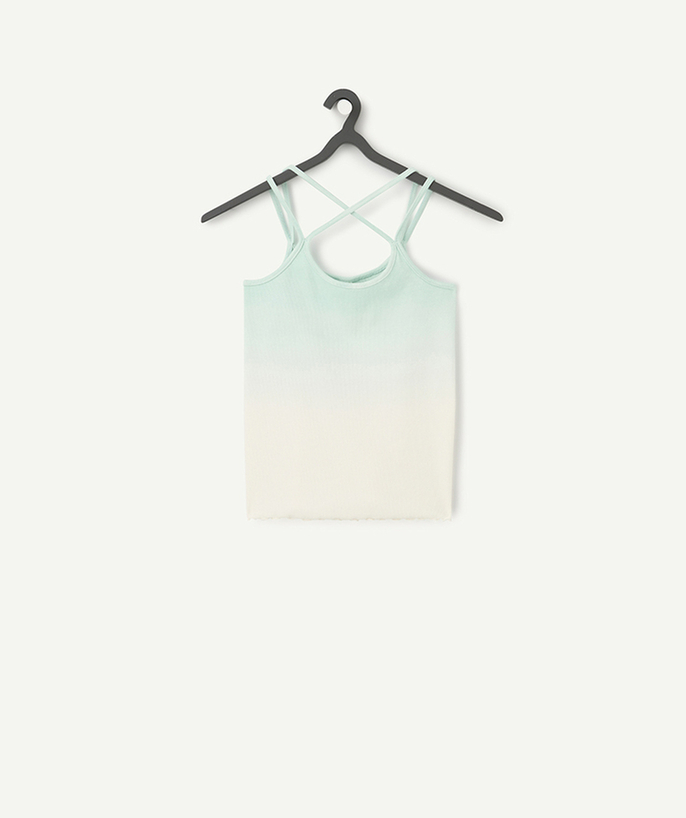 T-shirty - Koszulki Kategorie TAO - Dziewczęca koszulka bez rękawów z bawełny organicznej w gradiencie pastelowej zieleni