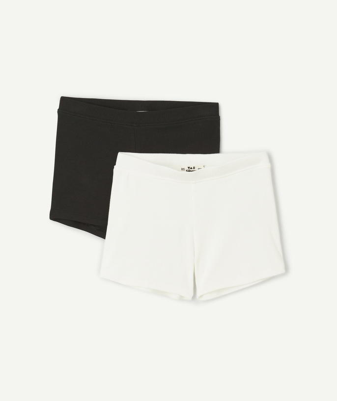 Short - Jupe Categories Tao - lot de 2 shorts fille en coton bio blanc et noir