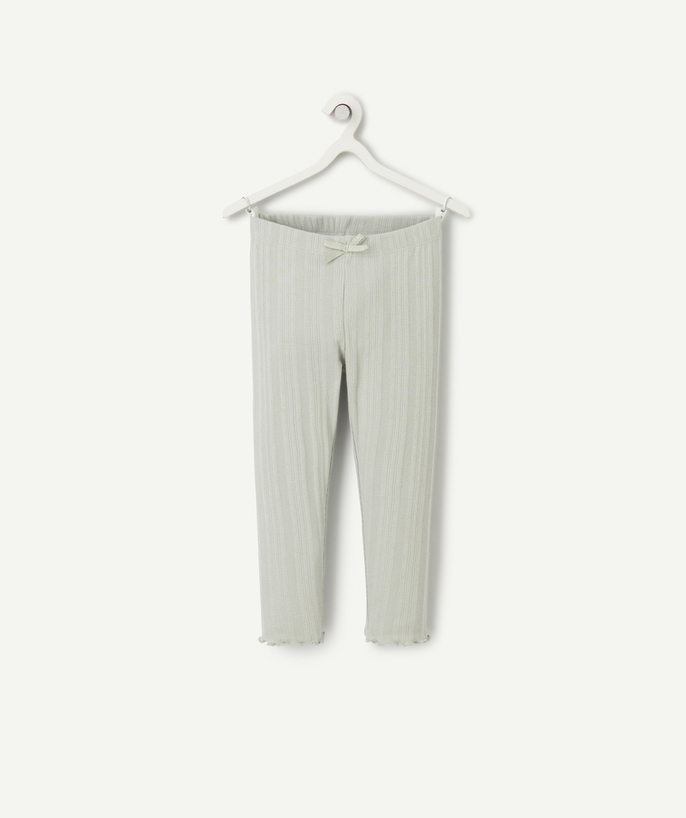 Ubrania Kategorie TAO - Krótkie legginsy dla dziewczynek z prążkowanej zielonej bawełny organicznej