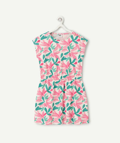 New collection Tao Categories - organic cotton girl's short-sleeved dress with colorful flower print