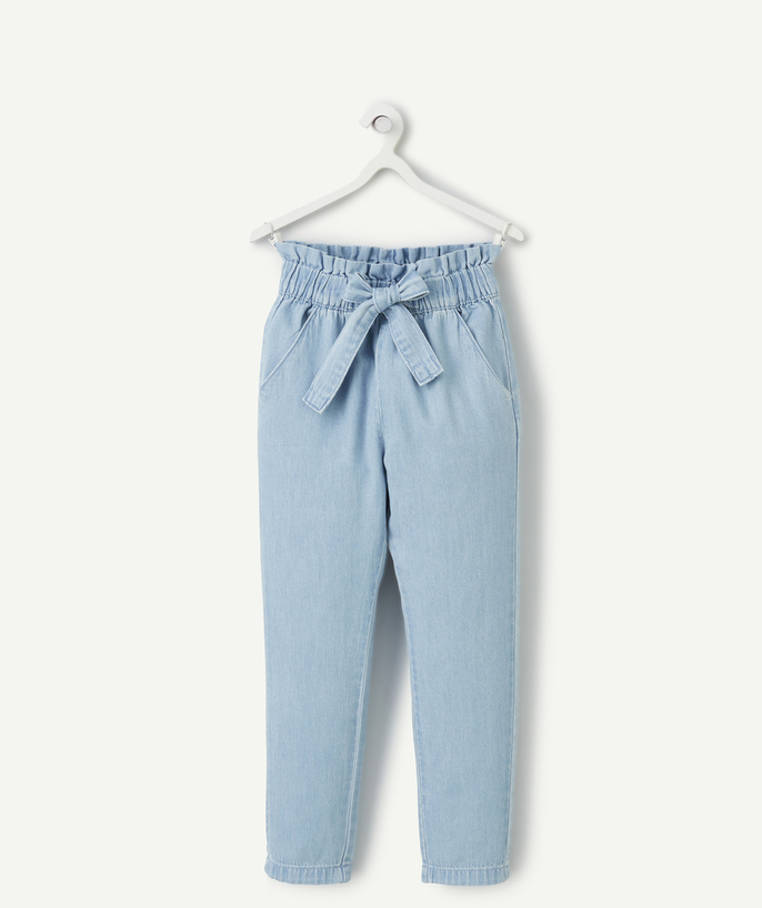 Girl Tao Categories - flowing low impact denim pants for girls with belt