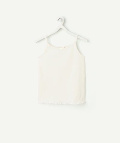 Girl Tao Categories - ecru organic cotton ribbed tank top for girls