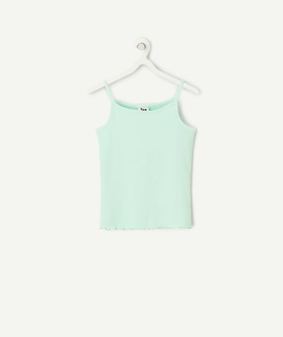 Dziewczynka Kategorie TAO - Dziewczęca koszulka bez rękawów z bawełny organicznej w kolorze pastelowej zieleni
