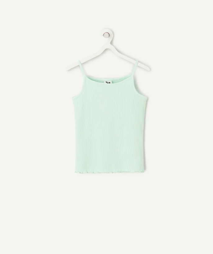 T-shirt - onderhemd Tao Categorieën - mouwloos T-shirt voor meisjes in pastelgroen biologisch katoen