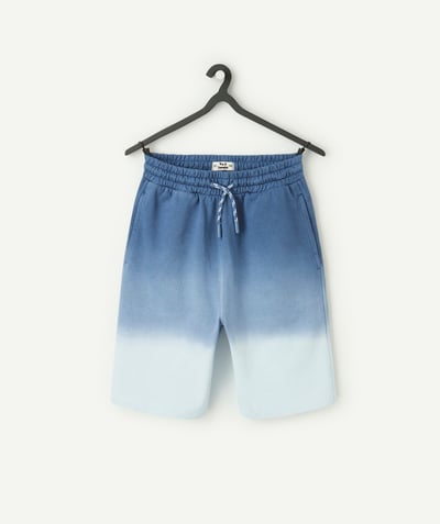Teen boy Tao Categories - boy's Bermuda shorts in gradient blue organic cotton