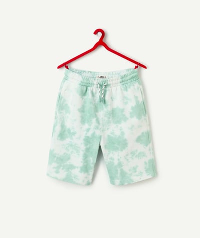 New In Tao Categories - green and white organic cotton boy's bermuda shorts tie and dye