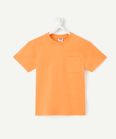 New collection Tao Categories - boy's short-sleeved t-shirt in orange organic cotton