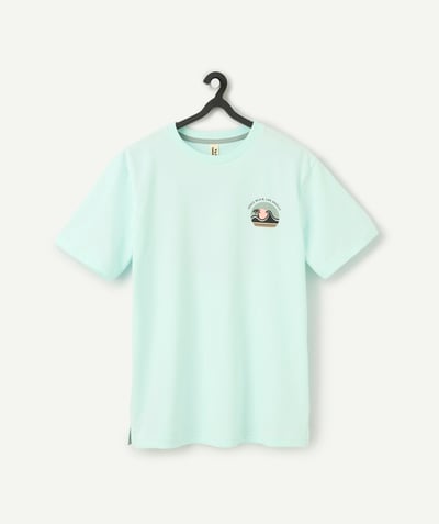 Nueva Colección Categorías TAO - camiseta de niño de manga corta de algodón orgánico azul pastel con motivo de los angeles