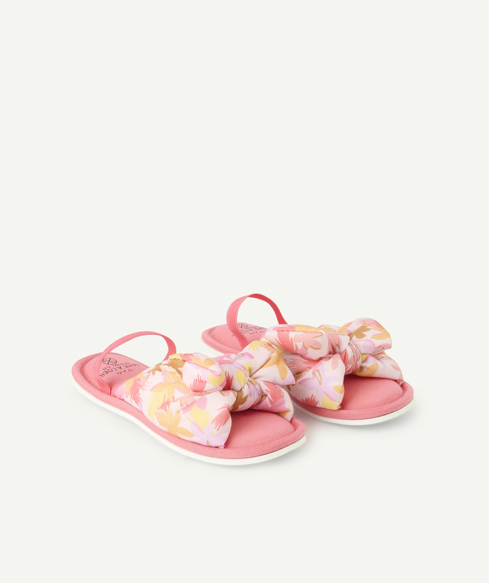 Schoenen, slofjes Tao Categorieën - open roze pantoffels met bloemenprint voor meisjes