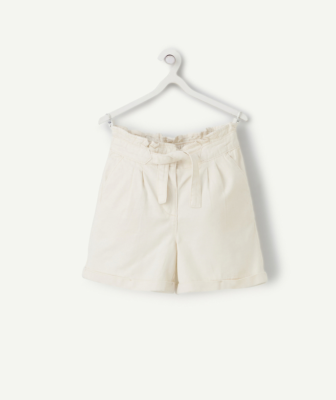 Pantalones cortos - Falda Categorías TAO - short de cintura alta para niña en viscosa beige