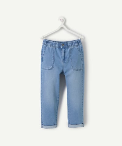 Spodnie - Spodnie dresowe Kategorie TAO - spodnie slouchy garçon en denim low impact bleu