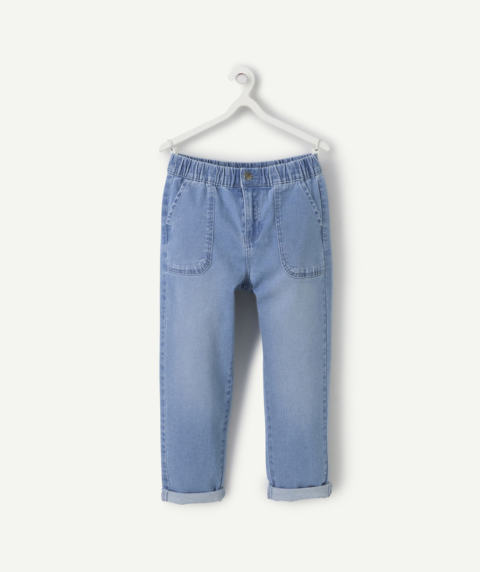 Broek - Joggingbroek Tao Categorieën - pantalon slouchy garçon en denim low impact bleu