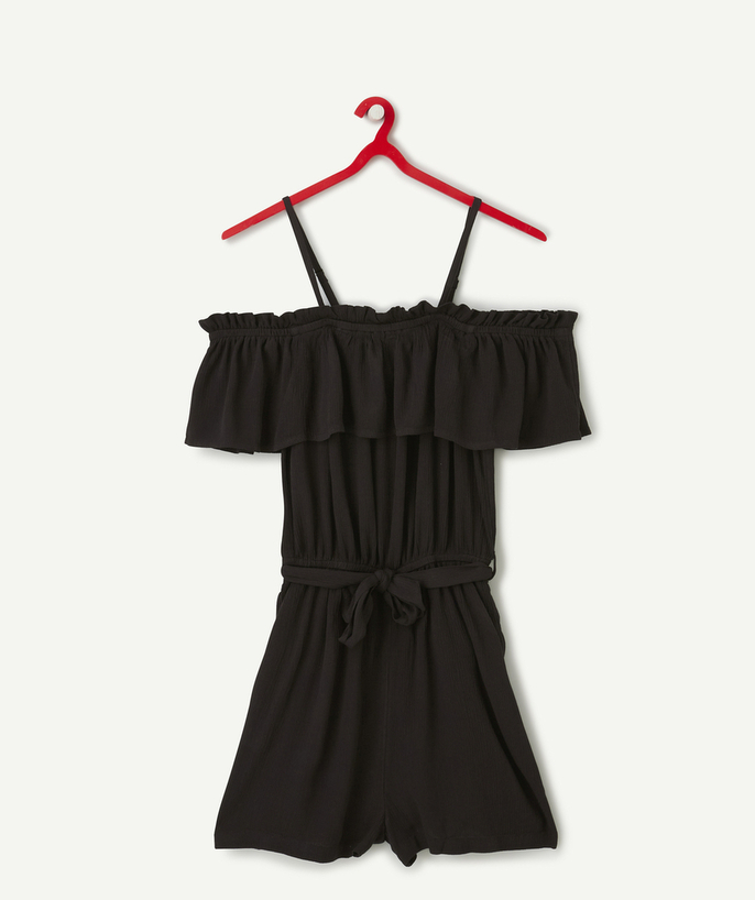 Dress - Jumpsuit Tao Categories - black viscose combishort with ruffles